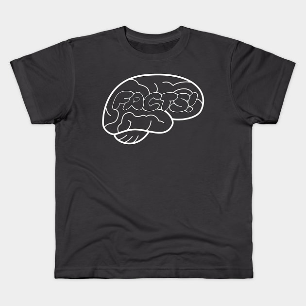 Your Brain On Facts logo (white lines) Kids T-Shirt by Your Brain On Facts